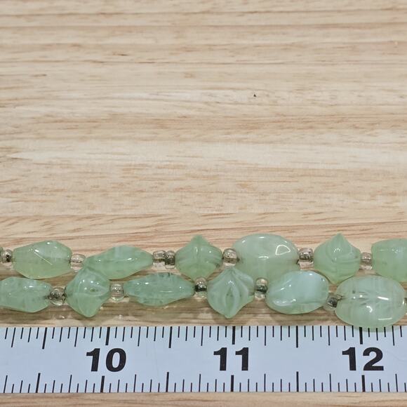 Mint Green Polished Glass Swirl Stone Effect 32" Continuous Bead Necklace - Picture 12 of 13